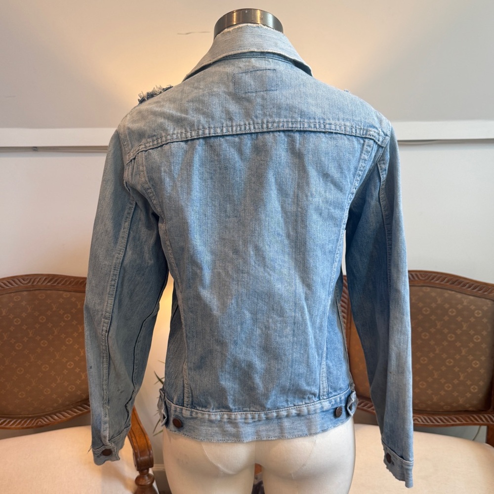 Vintage 70s-80s Levi’s Trucker Denim Jacket Made in USA Navy Patch London Badge - Picture 4 of 11